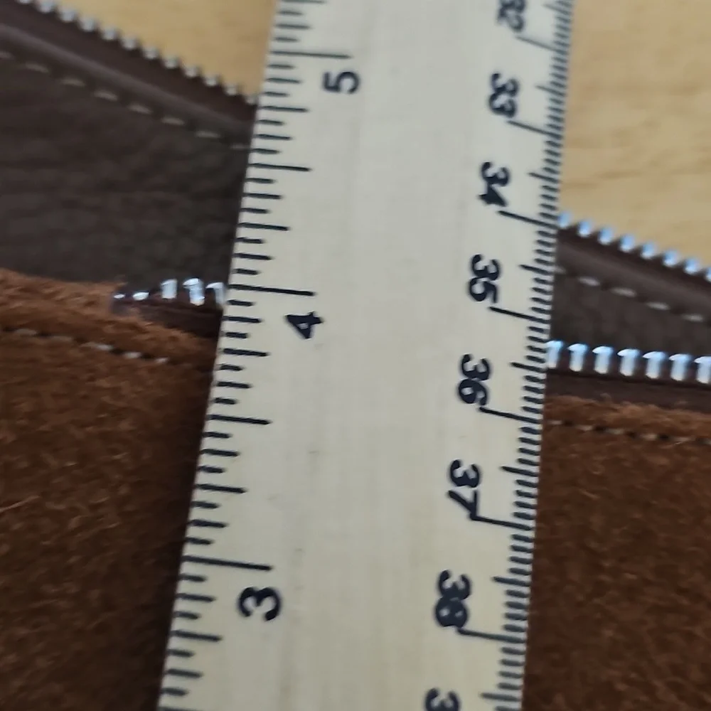 Brown Leather and‎ Suede Zippered Pouchees. Conected With Key Ring.